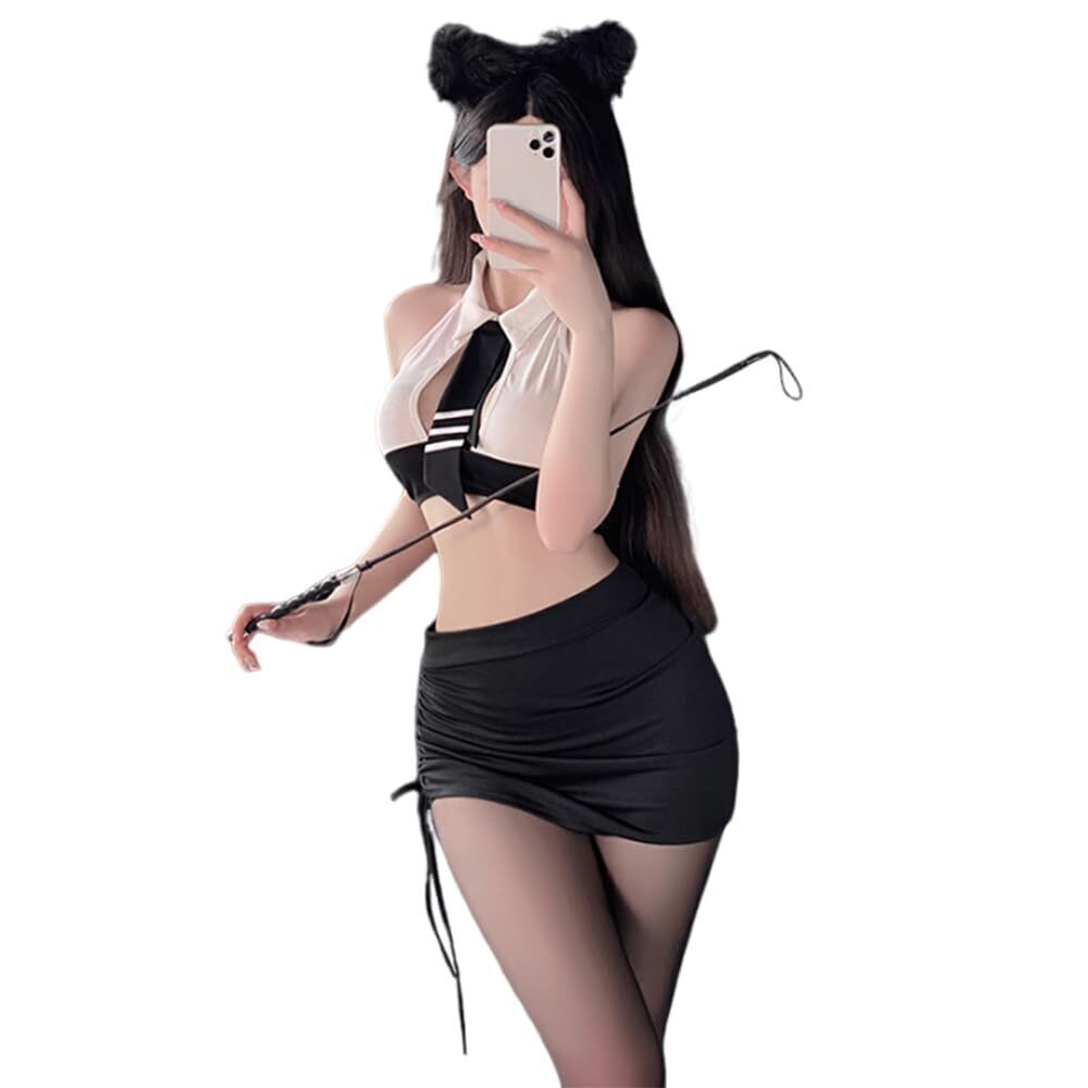 4662 sexy cosplay secretary outfit nightclub club hollow out slit hip